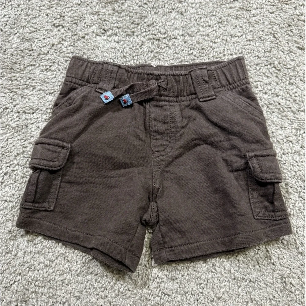 Vintage Gymboree Boys Youth Chocolate Brown Shorts‎ Tractor Truck Cargos 6-12 Mo